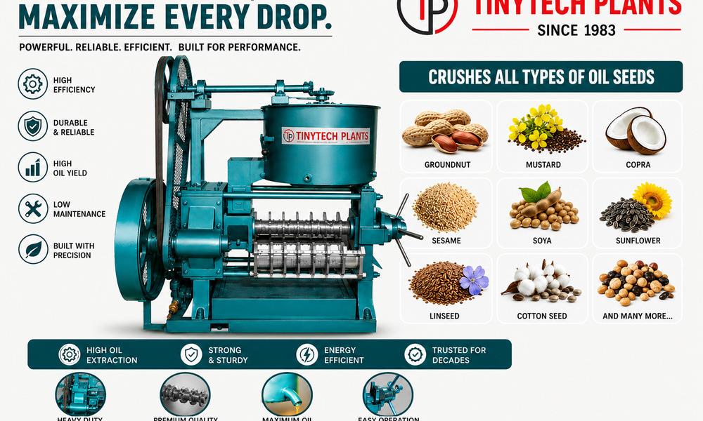 Tinytech Plants High Performance Multipurpose Oil Expeller Machine